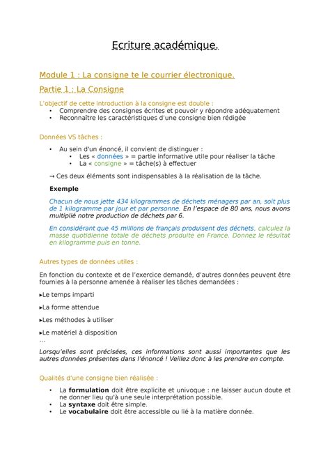 Synthèse Ecriture académique Q1 Ecriture académique Module 1 La