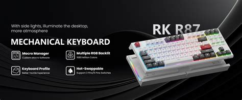 SG Royal Kludge RK R Pro Hot Swappable Wired RGB Mechanical Keyboard Keys TKL QMK