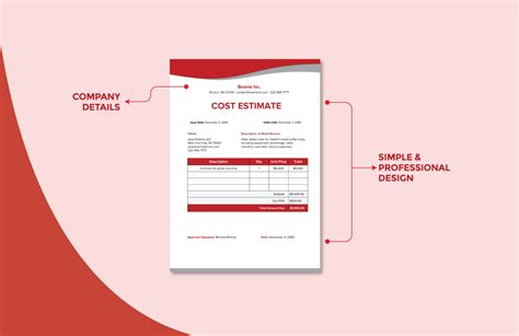 Free Cost Estimate Template - Download in Word | Template.net