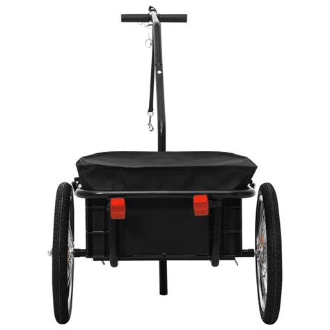 Reboque carga p bicicleta carroça de mão 155x60x83cm aço preto Loja