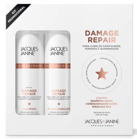 Kit Jacques Janine Shampoo Condicionador Mascara Damage Repair Ml