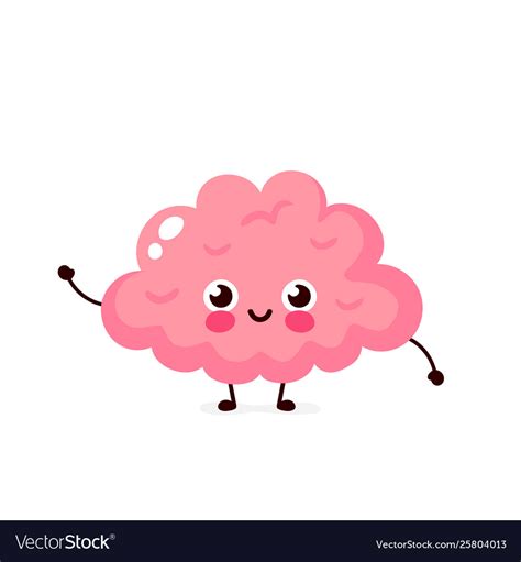 Cute Healthy Happy Human Brain Organ Character Vector Image