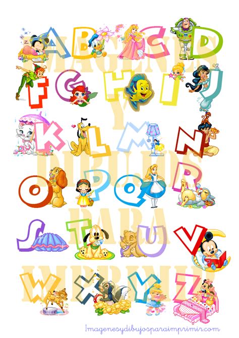 Abecedario Para Imprimir Disney Colorear Dibujos Letras Actividades