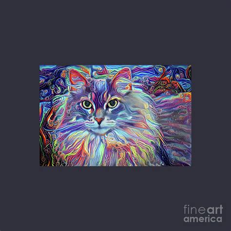 Colorful Long Haired Cat Art Drawing by Alison H Gros - Fine Art America