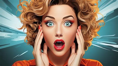 Premium Ai Image Wow Pop Art Face Sexy Surprised Woman With Blonde