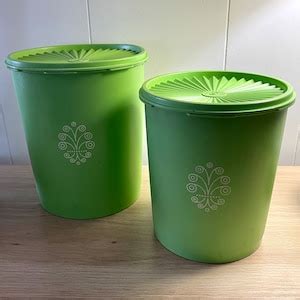 Vintage S Lime Green Servalier Tupperware Canister Set Of Retro