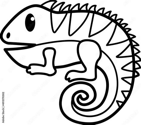 Iguana cartoon drawing for coloring book Stock Vector | Adobe Stock