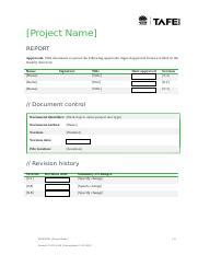 BSBPMG530 AE Pro2of2 Appx 2BlankReportTemplate Docx Project Name