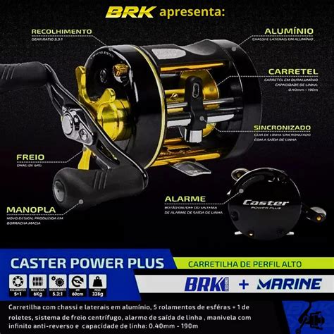 Carretilha Marine Sports Caster Power Plus Direita Brk Fishing