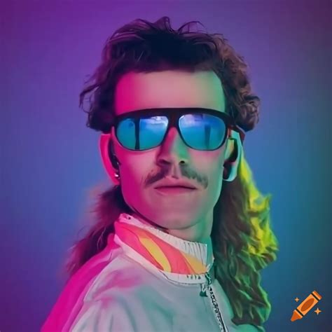 Young Man In 80s Style Outfit And Neon Sunglasses On Craiyon