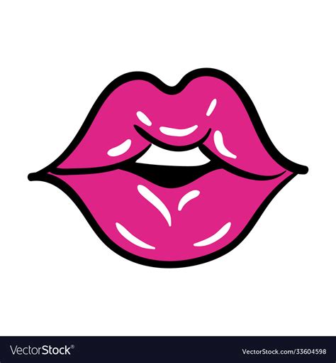 Sexi Mouth And Teeth Pop Art Line And Fill Style Vector Image