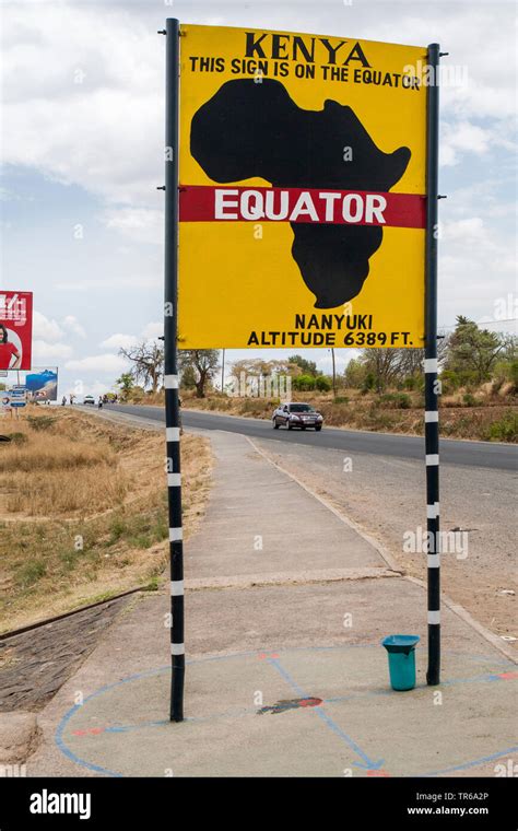 information sign 'Equator', Kenya, Nanyuki - Rift Valley Stock Photo ...