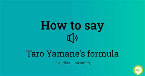 How to pronounce Taro Yamane's formula | HowToPronounce.com