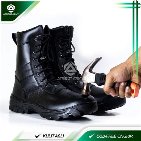 Jual Kulit Asli Ujung Besi Sepatu Pdl Tni Safety Kulit Asli Ujung