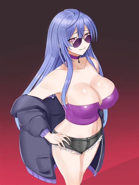 Rule 34 1girls Aviator Sunglasses Belly Button Blue Hair Breasts