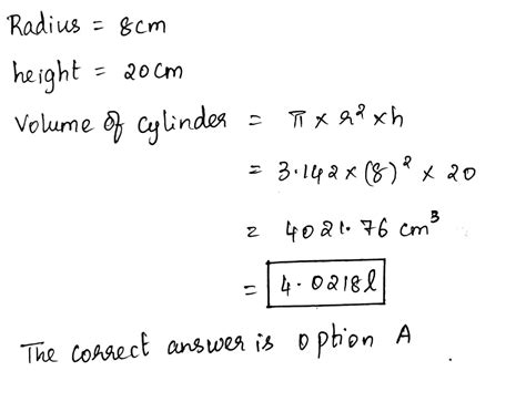 In The Right Cylindrical Container Shown The Base Radius Is 8 Cm If