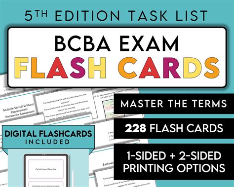 Th Edition Bcba Exam Flash Cards Digital Printable Task List Items Aba