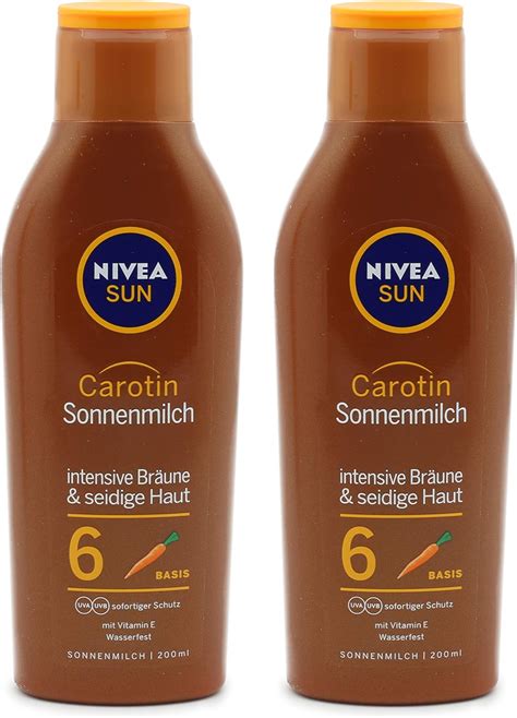 Nivea Sun Carotene SPF 6 Sun Milk 2 Paquets 2 X 200 Ml Amazon Fr