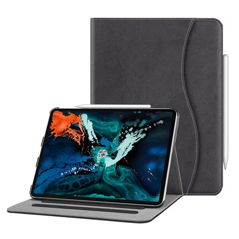 Fintie Ipad Pro 12 9 3rd Gen 2018 Case Cover With Document Pocket Apple Pencil Holder Black