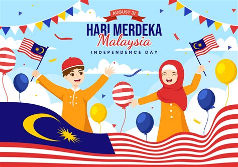 Malaysia Independence Day Vector Illustration on 31 August with Waving ...