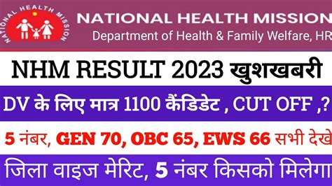 Nhm Result 2023 Nhm New Update Today Nhm Cut Off 2023 Nhm Cho