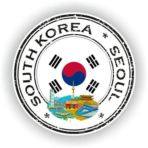 South Korea Seoul Seal Sticker Round Flag For Laptop Book Etsy