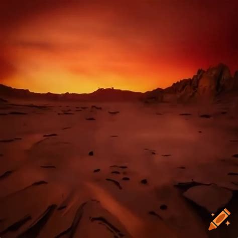 Scenic View Of A Fiery Wasteland On Craiyon