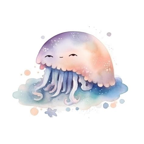 Premium Photo | A watercolor illustration of a jellyfish.