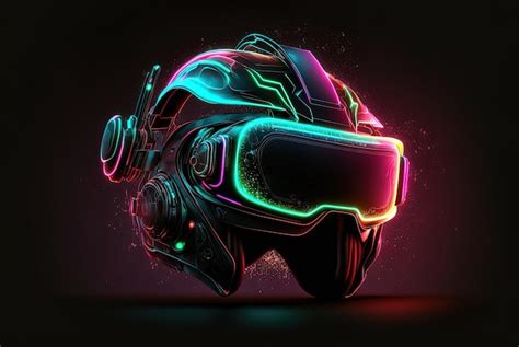 Lightup Capacete De Realidade Virtual Em Um Fundo Preto Foto Premium