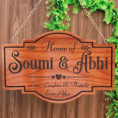 Personalized Home Sign for Couples | Name Signs | Hanging Wooden Sign