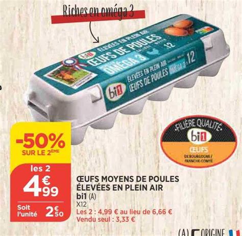 Promo Oeufs Moyens De Poules Lev Es En Plein Air Bi Chez Bi