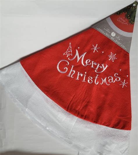 Kerstboomkleed Rood Met Merry Christmas Kerstboomrok Deluxe Rood Cm