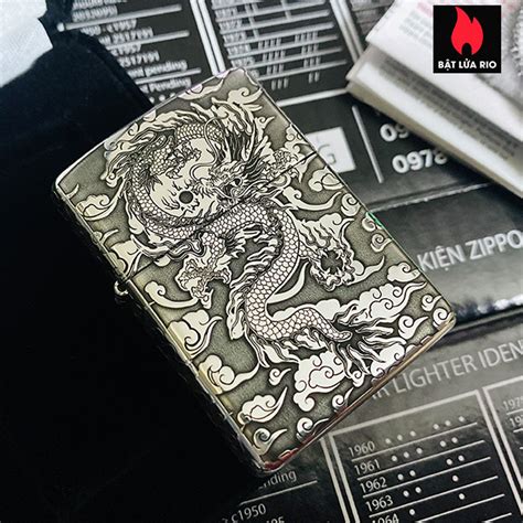 Zippo Bạc Khối 26 Vỏ dày Armor Sterling Silver Khắc Rồng Nhả Ngọc 4 Mặt ...