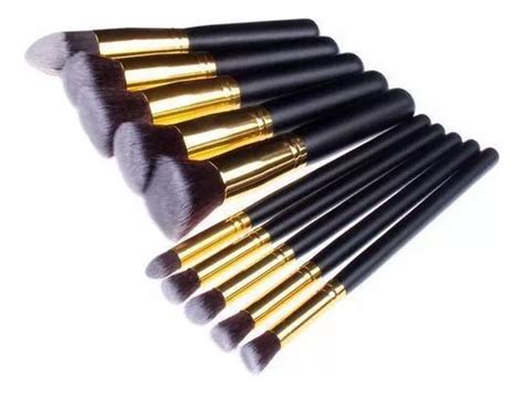 Kit De 10 Brochas De Maquillaje Kabuki Con Cerdas Suaves Color Negro Mercadolibre