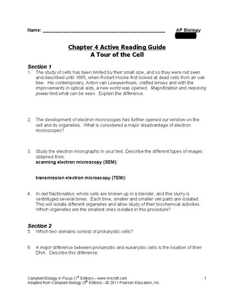 Chapter 4 Active Reading Guide for AP Biology (Campbell Biology) - Studocu