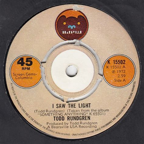 Todd Rundgren I Saw The Light Knockout Centre Vinyl Discogs