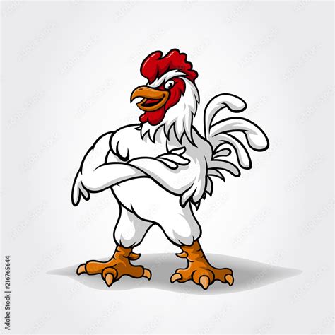 Chicken vector cartoon character smiling and giving thumb up. Funny Cartoon Super Rooster mascot ...