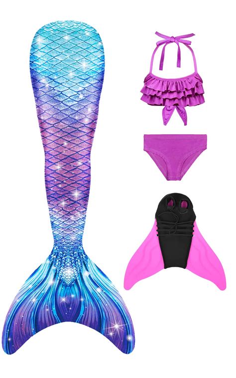 Mermaid Tail For Swimming Girls Cosplay Costume Swimmable Bikini With Monofin Desertcart India