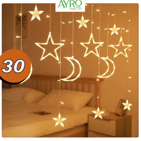 Jual AYROHOMELIFE Lampu Natal Tirai LED Bintang Besar Big Warm Curtain