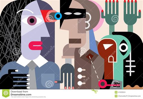 People In Contemporary Art Gallery Vector Illustration Guide Tour