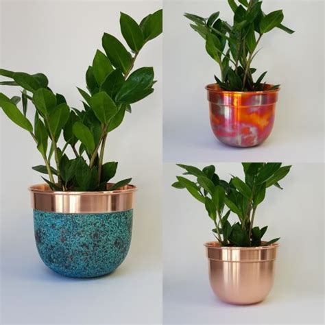 Handmade Solid Copper Round Bottom Plant Pots Spin360°