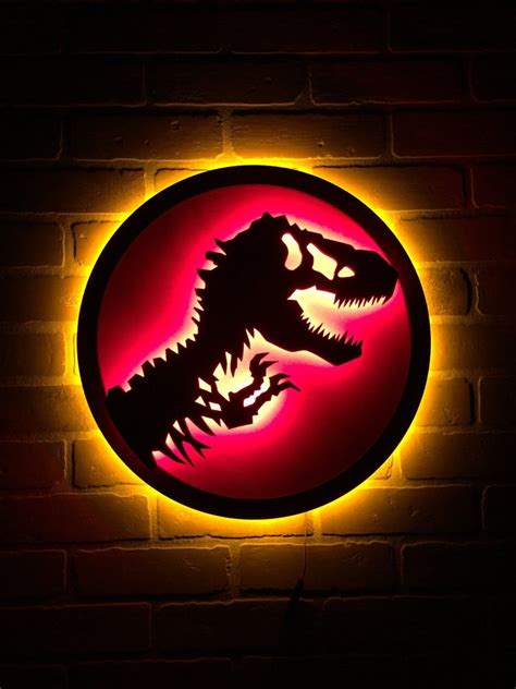 New Jurassic Park Illuminated Led Neon Backlit Tyranosaurus Etsy Jurassic Room Jurassic