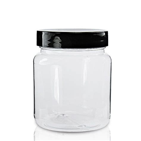 Ml Clear Pvc Screw Top Jar And Mm Black Screw Lid Ideon Co Uk