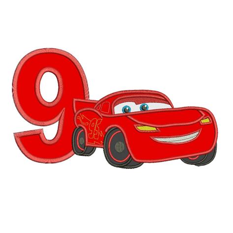 Lightning Mcqueen 9th Birthday Applique Design