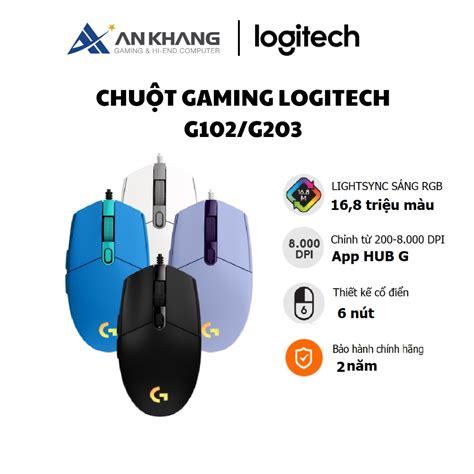 Chuột Gaming Logitech G102 G203 Có Dây Lightsync Hàng Chính Hãng Bảo Hành Chính Hãng 24 Tháng