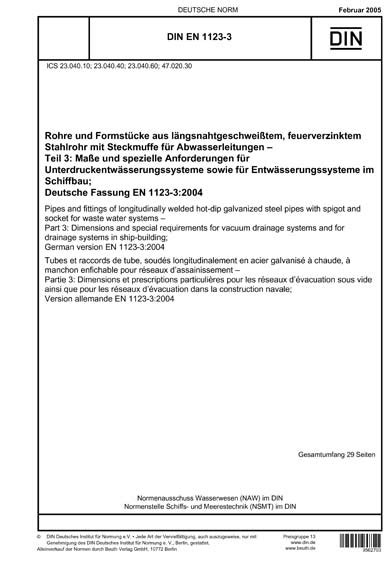 DIN EN 1123-3:2005 DE - Rohre und Formstücke aus längsnahtgeschweißtem ...