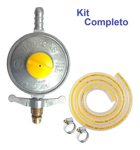 Kit Registro Regulador De Gas Mangueira E Abraçadeiras 2kg h