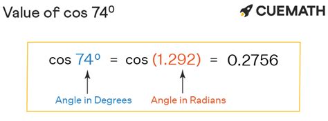 Cos 74 Degrees Find Value Of Cos 74 Degrees Cos 74°