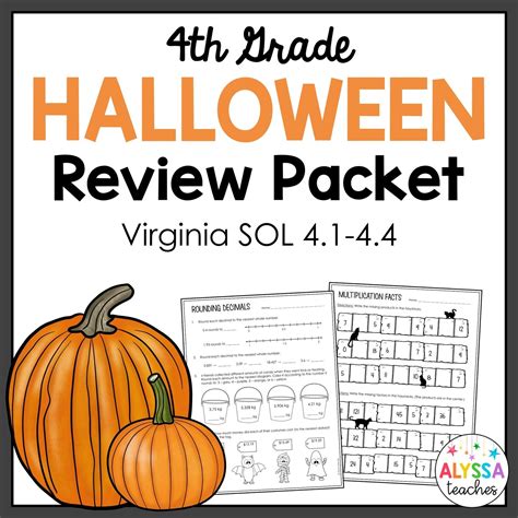 4th Grade Halloween Math Review Packet Place Value And Operations