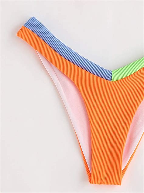 Ba Ador Bikini Tri Ngulo De Color Combinado Naranja Yaxa Store